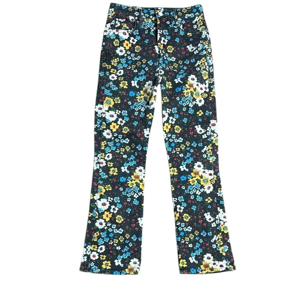 Mother women’s 27 high waisted smokin double ankle jeans floral pushing daisies